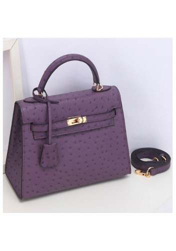 Tiger Lyly Garbo Ostrich Leather Bag Purple 10’’