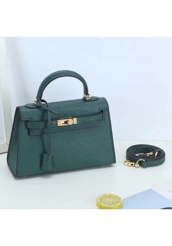Tiger Lyly Garbo Ostrich Leather Bag Green 9’’
