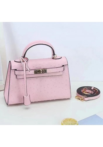 Tiger Lyly Garbo Ostrich Leather Bag Light Pink 9’’