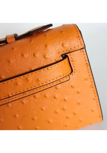 Tiger Lyly Garbo Ostrich Leather Long Bag Orange 12’’