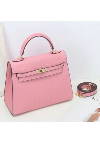 Tiger Lyly Garbo Ostrich Leather Bag Pink 11''