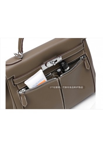Tiger Lyly Garbo Two Pockets Leather Bag Grey 11’’