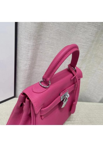 Tiger Lyly Garbo Grain Leather Bag Silver Hot Pink 10’’