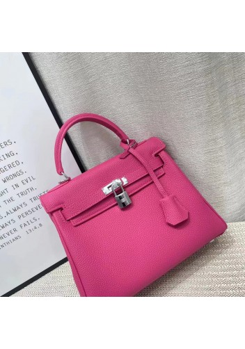Tiger Lyly Garbo Grain Leather Bag Silver Hot Pink 10’’