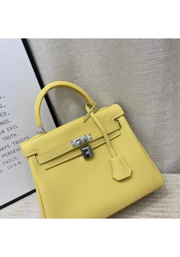 Tiger Lyly Garbo Grain Leather Bag Silver Yellow 10’’