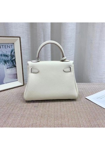 Tiger Lyly Garbo Grain Leather Bag Silver Cream 8’’