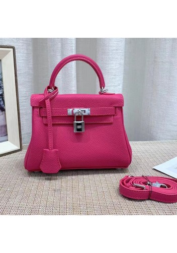 Tiger Lyly Garbo Grain Leather Bag Silver Hot Pink 8’’