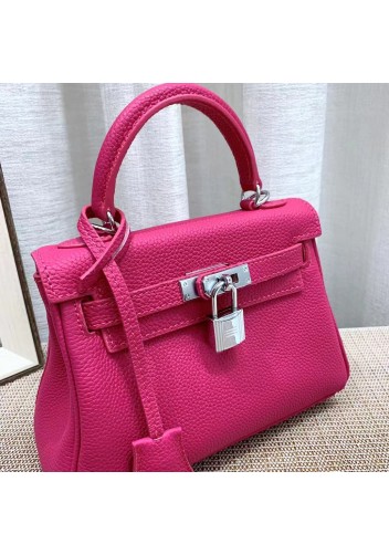 Tiger Lyly Garbo Grain Leather Bag Silver Hot Pink 8’’