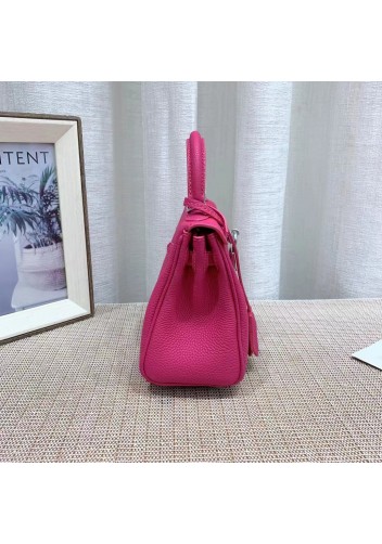 Tiger Lyly Garbo Grain Leather Bag Silver Hot Pink 8’’