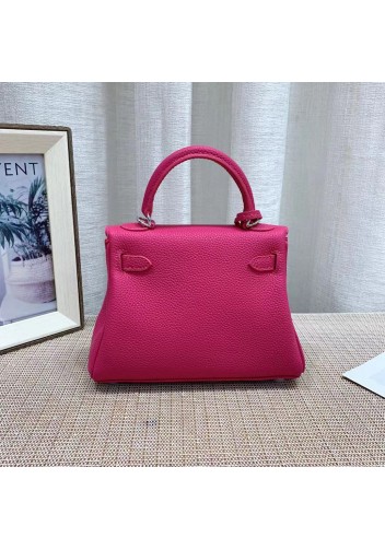 Tiger Lyly Garbo Grain Leather Bag Silver Hot Pink 8’’