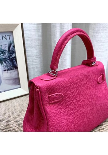 Tiger Lyly Garbo Grain Leather Bag Silver Hot Pink 8’’