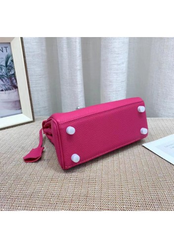 Tiger Lyly Garbo Grain Leather Bag Silver Hot Pink 8’’