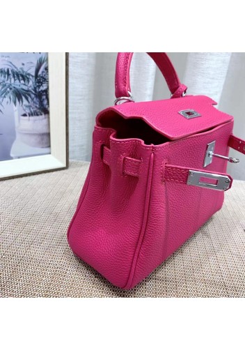 Tiger Lyly Garbo Grain Leather Bag Silver Hot Pink 8’’