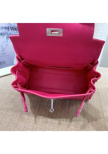 Tiger Lyly Garbo Grain Leather Bag Silver Hot Pink 8’’