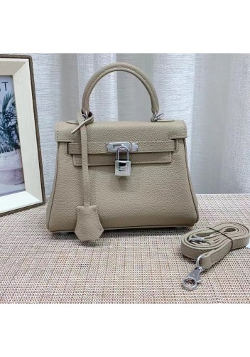 Tiger Lyly Garbo Grain Leather Bag Silver Light Grey 8’’