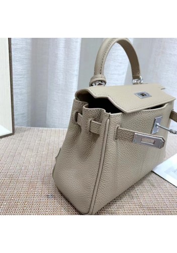 Tiger Lyly Garbo Grain Leather Bag Silver Light Grey 8’’