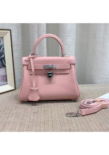 Tiger Lyly Garbo Grain Leather Bag Silver Pink 8’’