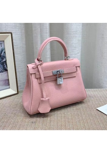 Tiger Lyly Garbo Grain Leather Bag Silver Pink 8’’