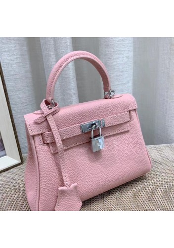 Tiger Lyly Garbo Grain Leather Bag Silver Pink 8’’