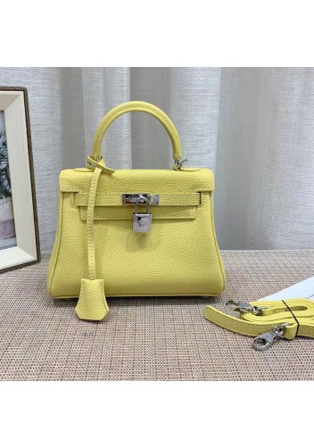 Tiger Lyly Garbo Grain Leather Bag Silver Yellow 8’’