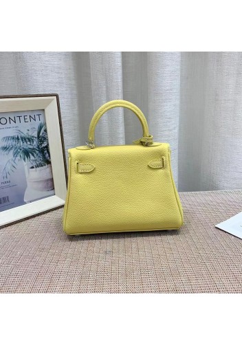 Tiger Lyly Garbo Grain Leather Bag Silver Yellow 8’’