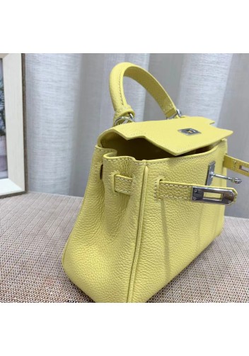 Tiger Lyly Garbo Grain Leather Bag Silver Yellow 8’’