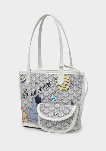 Germaine Vegan Leather Small Tote Graffiti White