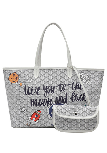 Germaine Vegan Leather Large Tote Graffiti White
