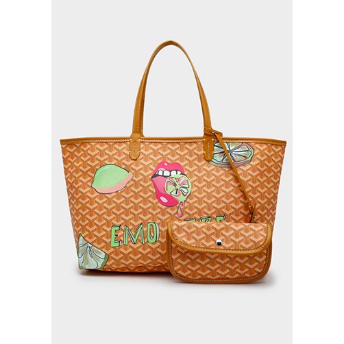 Germaine Vegan Leather Large Tote Graffiti Yellow