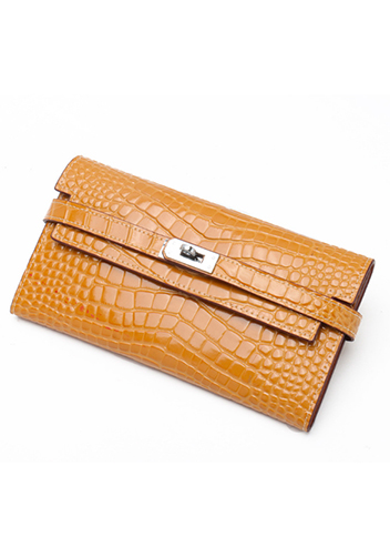 Tiger LyLy Brigitte Wallet Cowhide Leather Croc Effect Brown