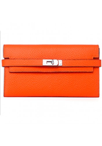 Tiger LyLy Brigitte Wallet Cowhide Leather Sliver Hardware Orange