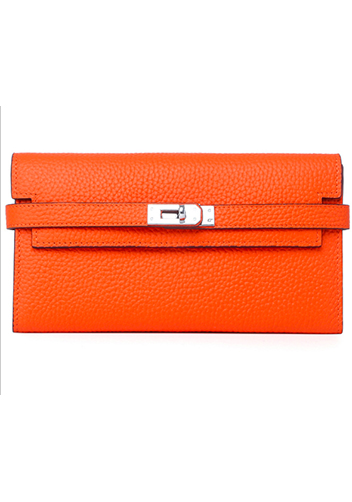 Tiger LyLy Brigitte Wallet Cowhide Leather Sliver Hardware Orange