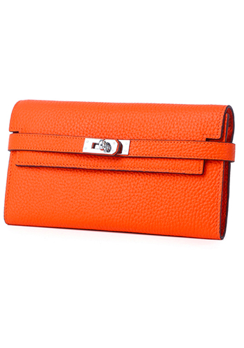 Tiger LyLy Brigitte Wallet Cowhide Leather Sliver Hardware Orange