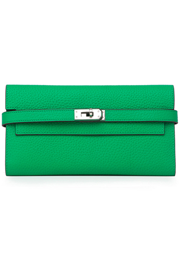 Tiger LyLy Brigitte Wallet Cowhide Leather Sliver Hardware Bright Green