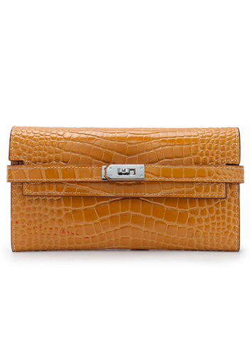 Tiger LyLy Brigitte Wallet Cowhide Leather Croc Effect Brown