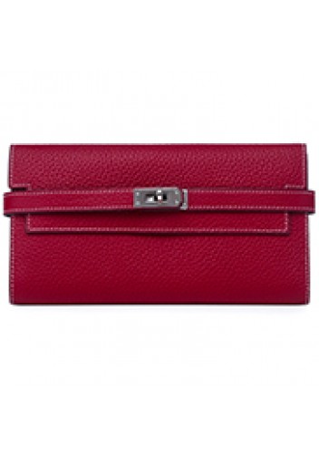 Tiger LyLy Brigitte Wallet Cowhide Leather Sliver Hardware Burgundy