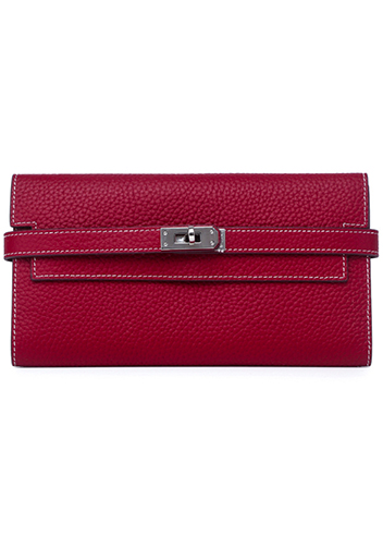 Tiger LyLy Brigitte Wallet Cowhide Leather Sliver Hardware Burgundy