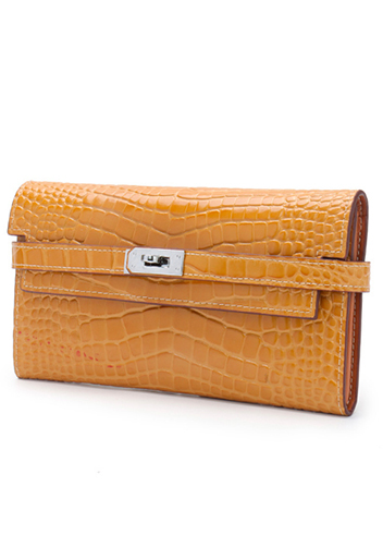 Tiger LyLy Brigitte Wallet Cowhide Leather Croc Effect Brown