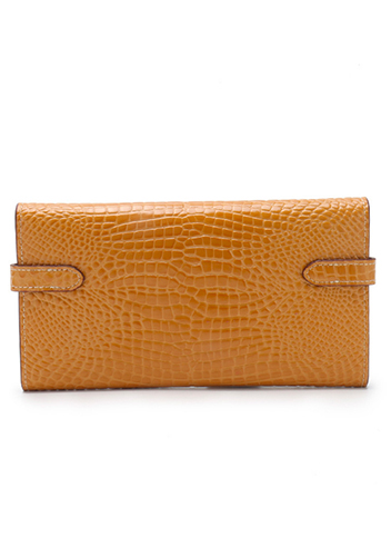 Tiger LyLy Brigitte Wallet Cowhide Leather Croc Effect Brown