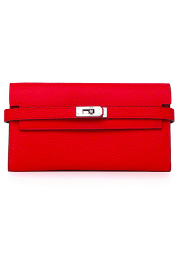 Tiger LyLy Brigitte Wallet Cowhide Leather Sliver Hardware Red