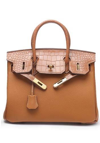 Tiger LyLy Brigitte Croc With Grain Leather Bag Camel 12"