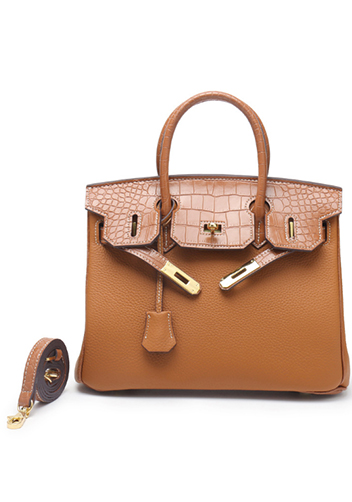 Tiger LyLy Brigitte Croc With Grain Leather Bag Camel 12"