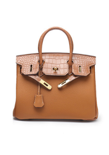 Tiger LyLy Brigitte Croc With Grain Leather Bag Camel 12"