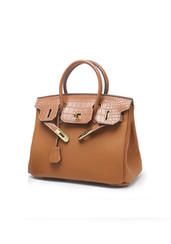 Tiger LyLy Brigitte Croc With Grain Leather Bag Camel 12"