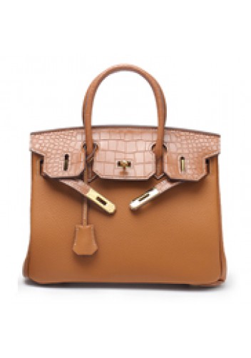 Tiger LyLy Brigitte Croc With Grain Leather Bag Camel 12"