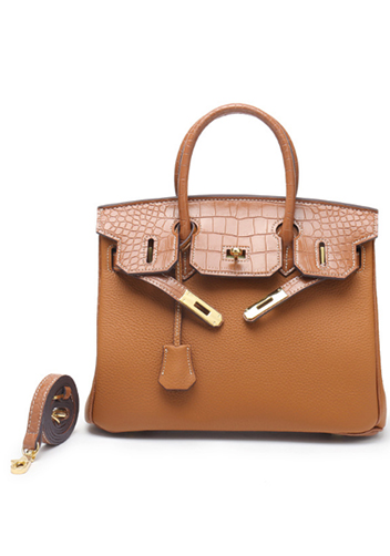 Tiger LyLy Brigitte Croc With Grain Leather Bag Camel 10"