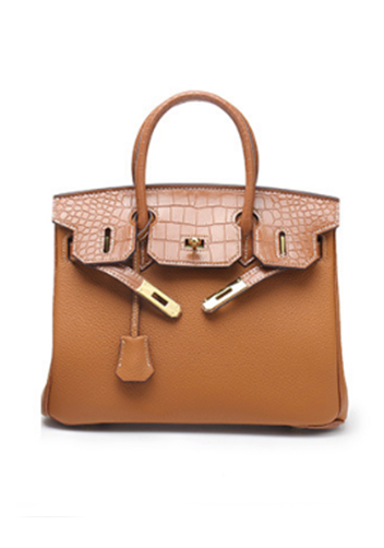 Tiger LyLy Brigitte Croc With Grain Leather Bag Camel 10"