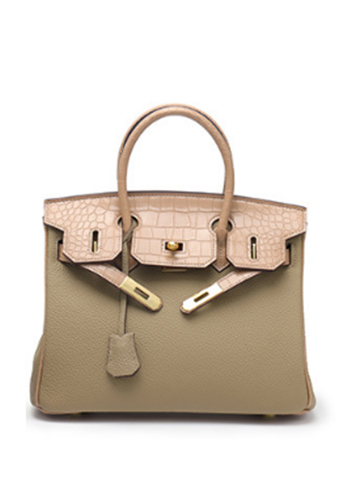 Tiger LyLy Brigitte Croc With Grain Leather Bag Grey 10"