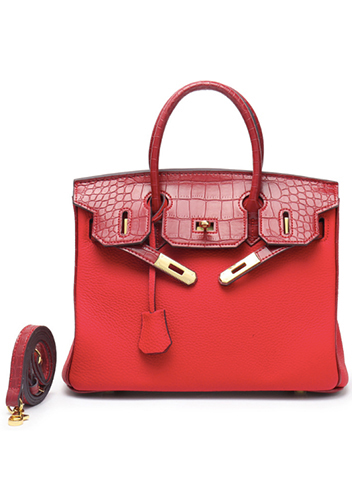 Tiger LyLy Brigitte Croc With Grain Leather Bag Red 12"