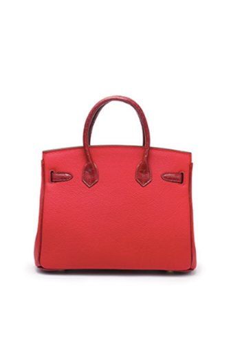 Tiger LyLy Brigitte Croc With Grain Leather Bag Red 12"